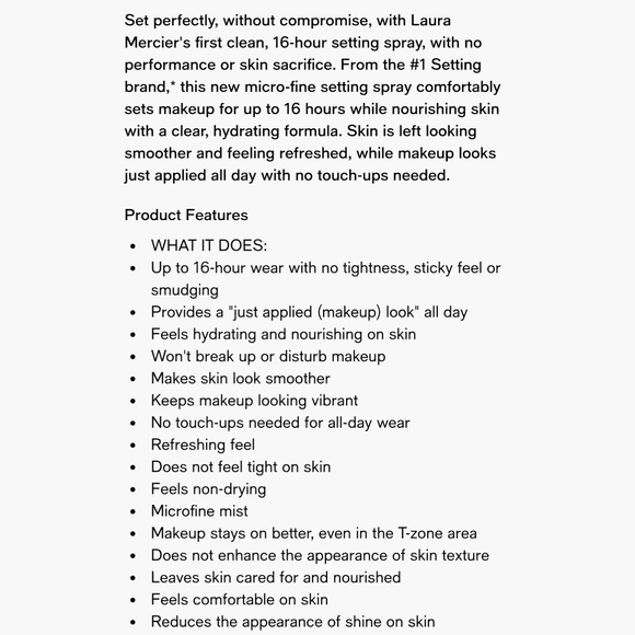 Laura Mercier 16 hour Translucent Setting Spray Full Size - Picture 5 of 11